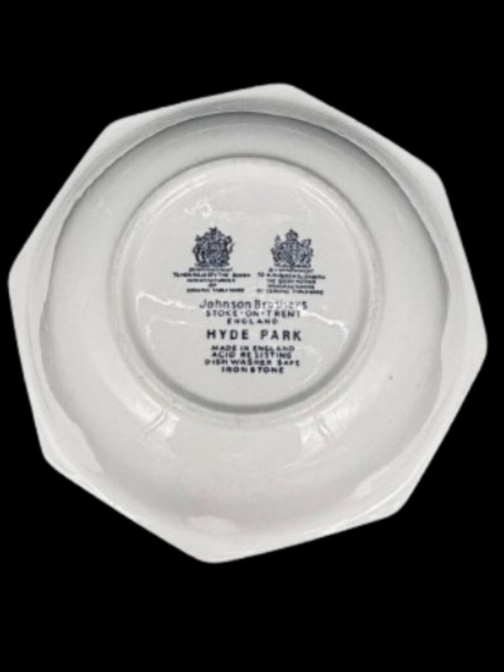 Vintage Johnson Brothers Hyde Park Octagonal Bowl Blue White English Chintz - Picture 7 of 7